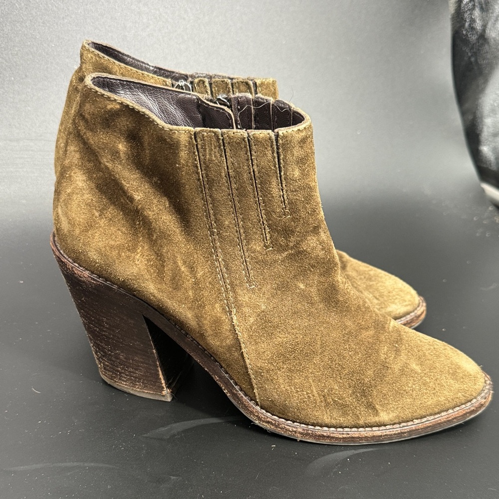 Aquatalia Suede Ankle Booties in Olive Brown - Women